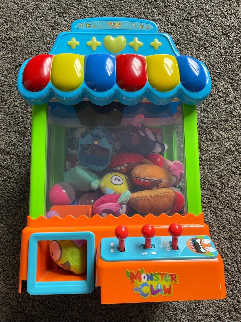 Kids Monster Claw Crane Toy - Bright Multicolor Plush Catcher